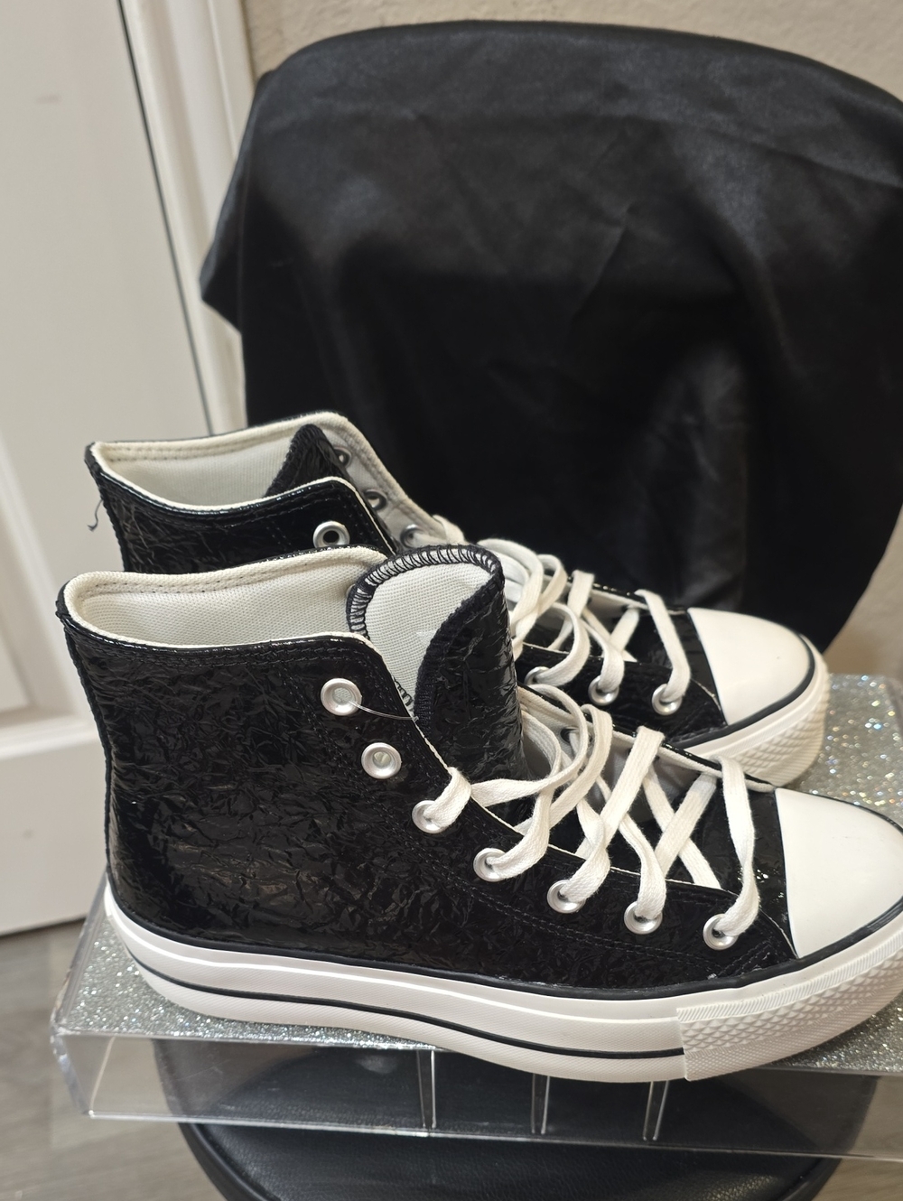 Conversechuck Taylor All Star Lift Platform Crinkled Leather High Top Sneakers - Picture 13 of 14